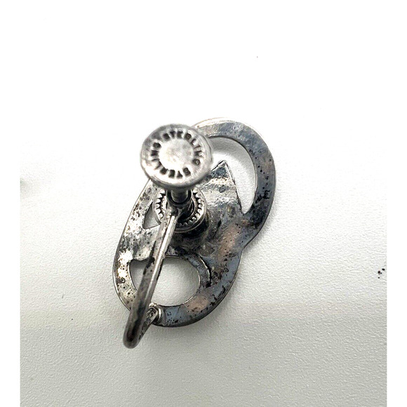 1940s Signed Sterling Silver Vintage Scrolled Flower Screw Back Earrings - Picture 3 of 4